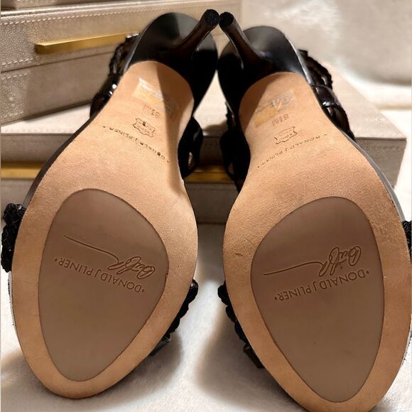 Donald J. Pliner Black Braided Leather Heeled Sandals – Size 8.5M - Picture 2 of 15